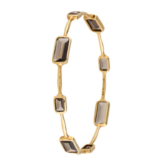 IPPOLITA 18K 750 YELLOW GOLD SMOKY QUARTZ GELATO 8-STONE BANGLE BRACELET - Picture 2 of 10